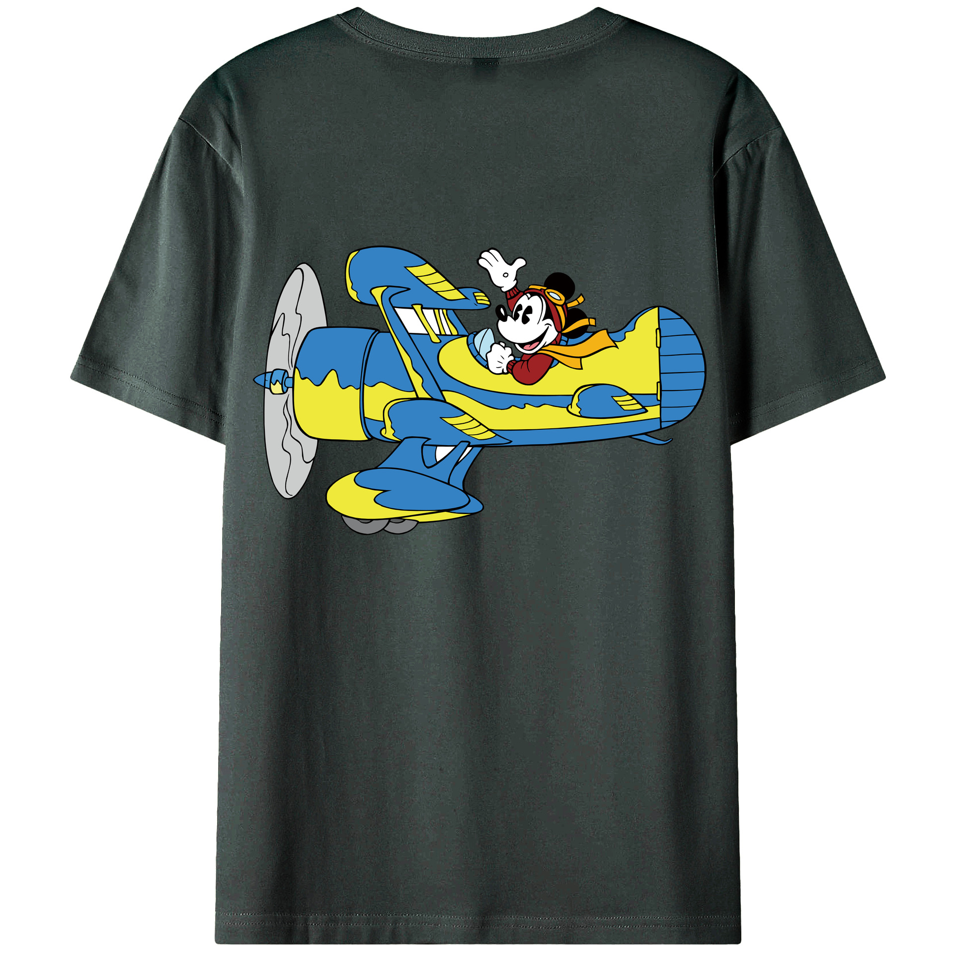 ミッキーマウス Mickey Mouse 綿100％ メンズ半袖Tシャツ（バックプリント） 通気性